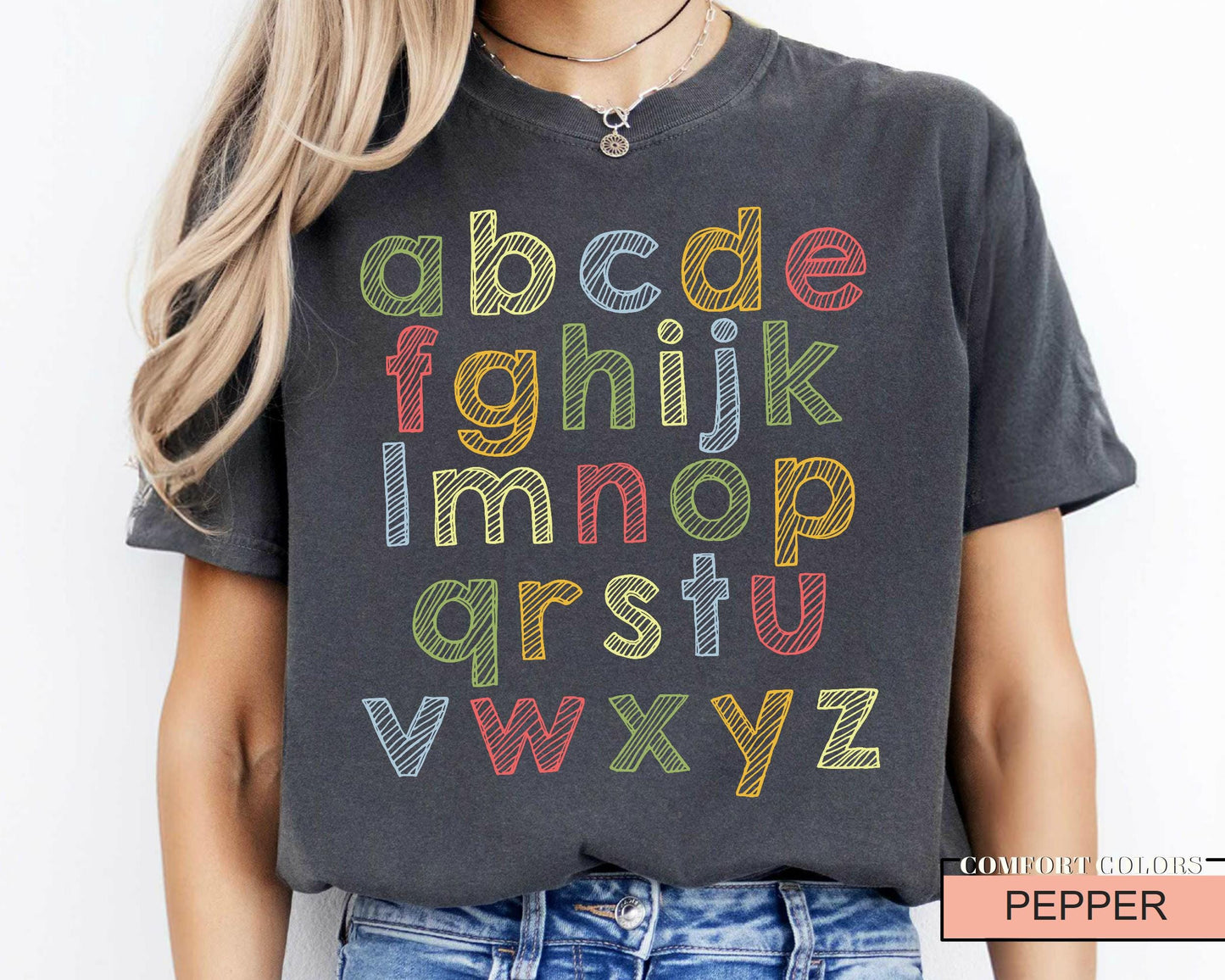 ABC Alphabet Shirt, Kindergarten Teacher Shirt, Preschool Teacher Shirt, Alphabet Shirt for Teachers, Back To School, Elementary Teacher