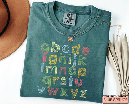 ABC Alphabet Shirt, Kindergarten Teacher Shirt, Preschool Teacher Shirt, Alphabet Shirt for Teachers, Back To School, Elementary Teacher