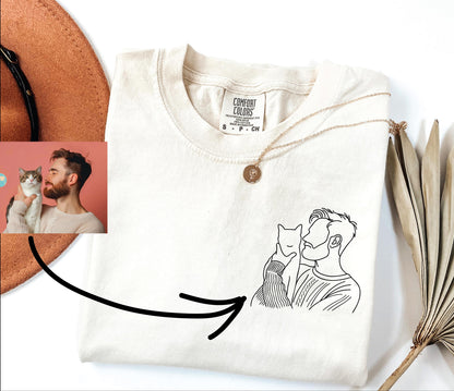 Custom Photo Shirt for Cat Dad, Cat Owner Men for Father's Day Gift, Personalized Cat Dad Portrait Shirt, Pet Lover Dad Birthday Gift