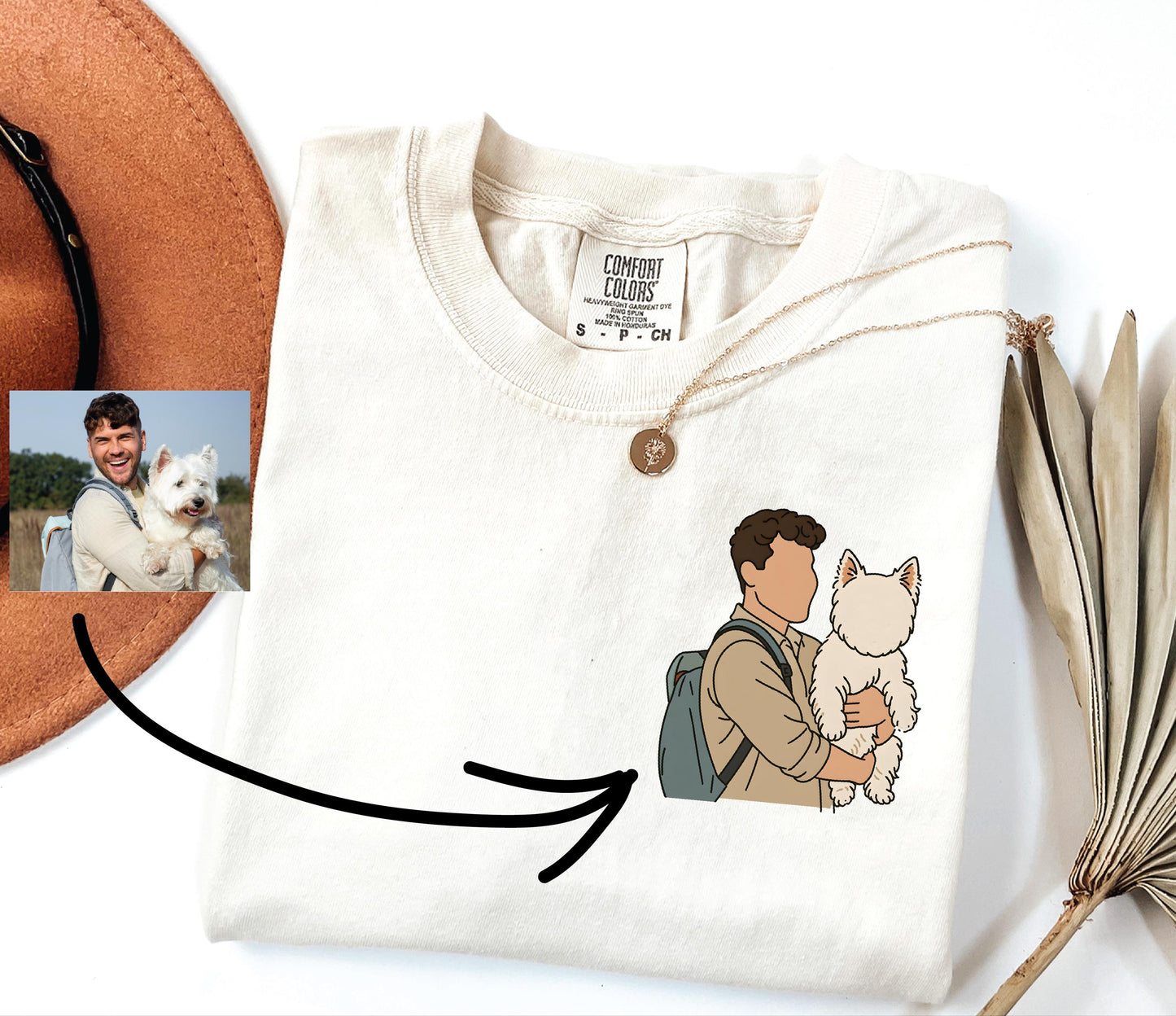 Personalized Dog Dad Comfort Colors Shirt, Custom Pet Portrait Gift