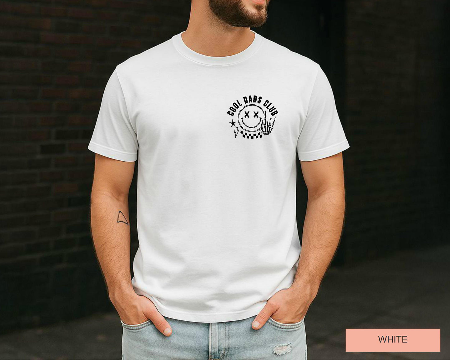 Cool Dads Club Shirt, Punk Rock Dad Shirt, Grunge Skeleton Hand Smiley Tee, Funny Father's Day Gift, Baby Announcement, Gifts for Husband