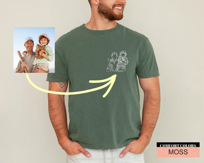 Custom Photo Baseball Dad Line Art Shirt, Baseball Lover Dad Picture Shirt for Father's Day Gift, Baseball Player Dad Birthday Gift
