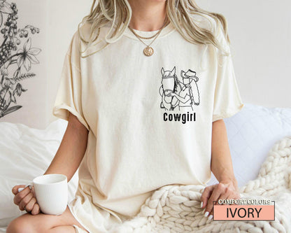 Custom Cowgirl Portrait Shirt: Western Rodeo Line Art