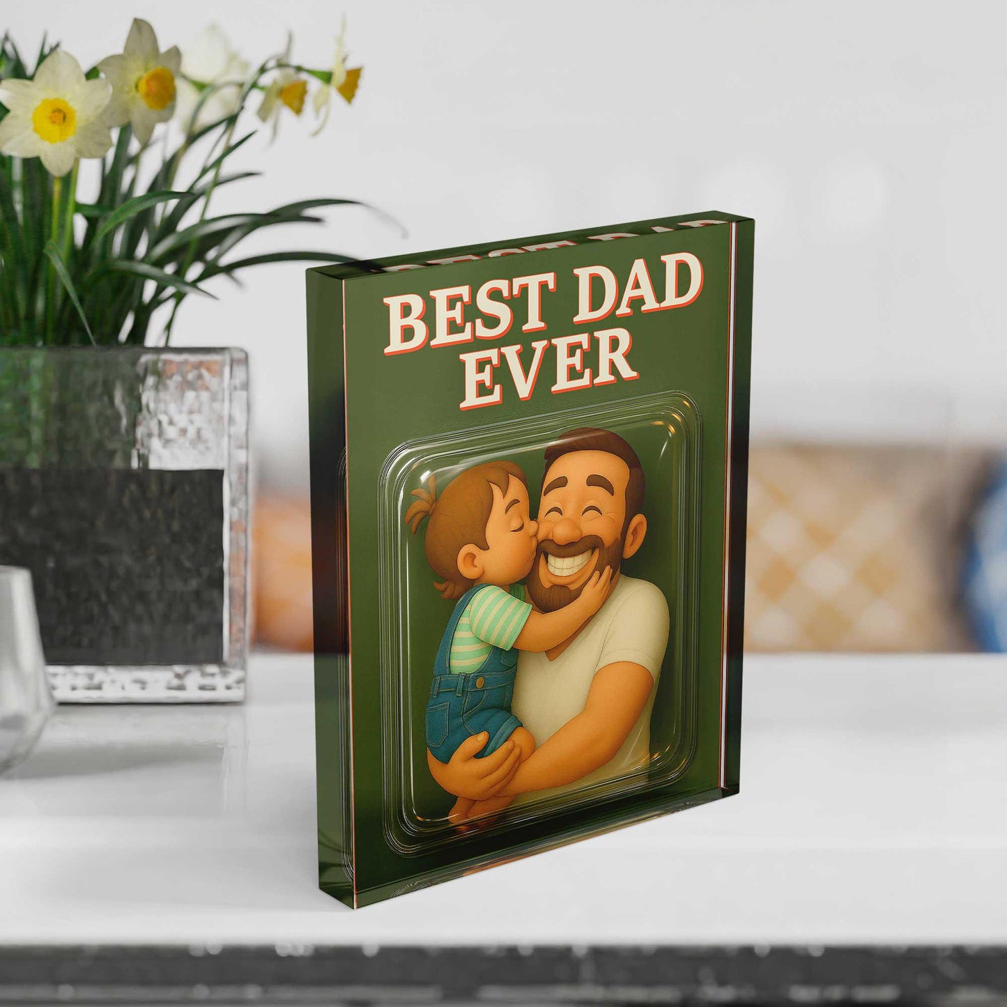 Custom Photo Best Dad Ever Acrylic Plaque, Dad and Me Picture Gift for Father's Day, Father and Childen Portrait Plaque, Daddy Birthday Gift