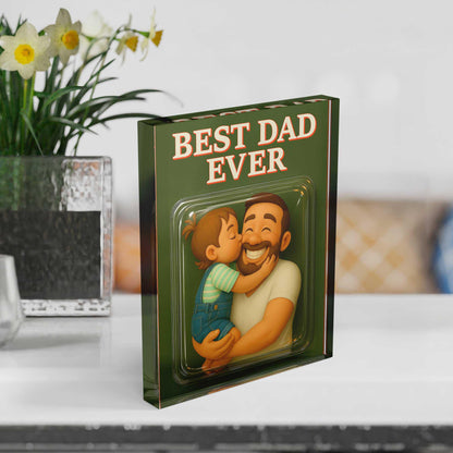 Custom Photo Best Dad Ever Acrylic Plaque, Dad and Me Picture Gift for Father's Day, Father and Childen Portrait Plaque, Daddy Birthday Gift