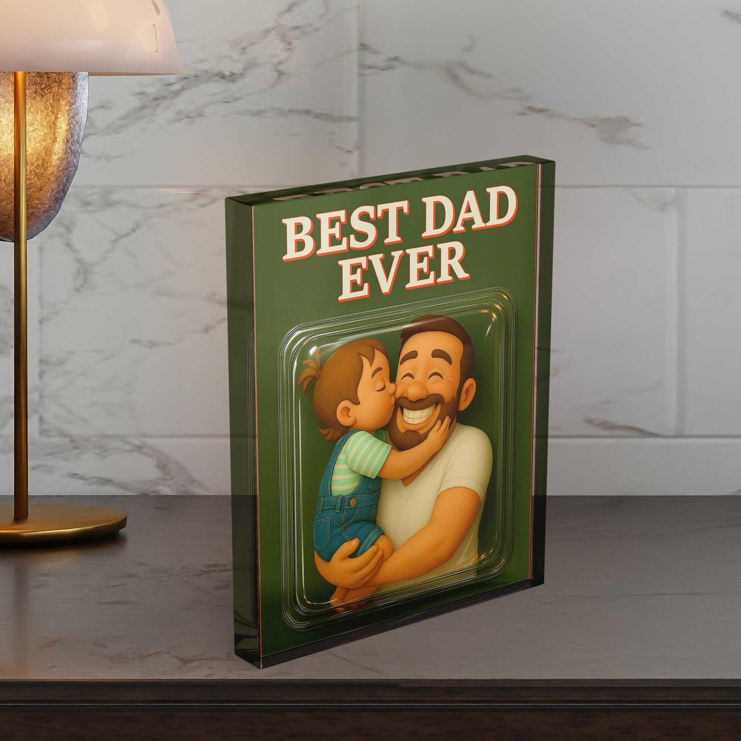Custom Photo Best Dad Ever Acrylic Plaque, Dad and Me Picture Gift for Father's Day, Father and Childen Portrait Plaque, Daddy Birthday Gift