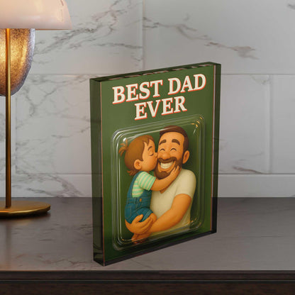 Custom Photo Best Dad Ever Acrylic Plaque, Dad and Me Picture Gift for Father's Day, Father and Childen Portrait Plaque, Daddy Birthday Gift