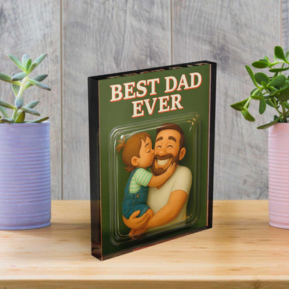 Custom Photo Best Dad Ever Acrylic Plaque, Dad and Me Picture Gift for Father's Day, Father and Childen Portrait Plaque, Daddy Birthday Gift