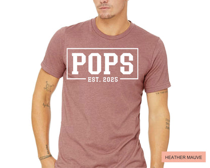 Pops Est. 2025 T-Shirt: New Grandpa Gift, Baby Announcement