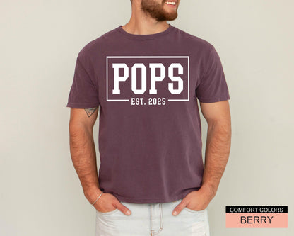 Pops Est. 2025 T-Shirt: New Grandpa Gift, Baby Announcement