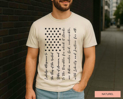 Pledge of Allegiance USA Flag Shirt, Patriotic Fourth of July Tee