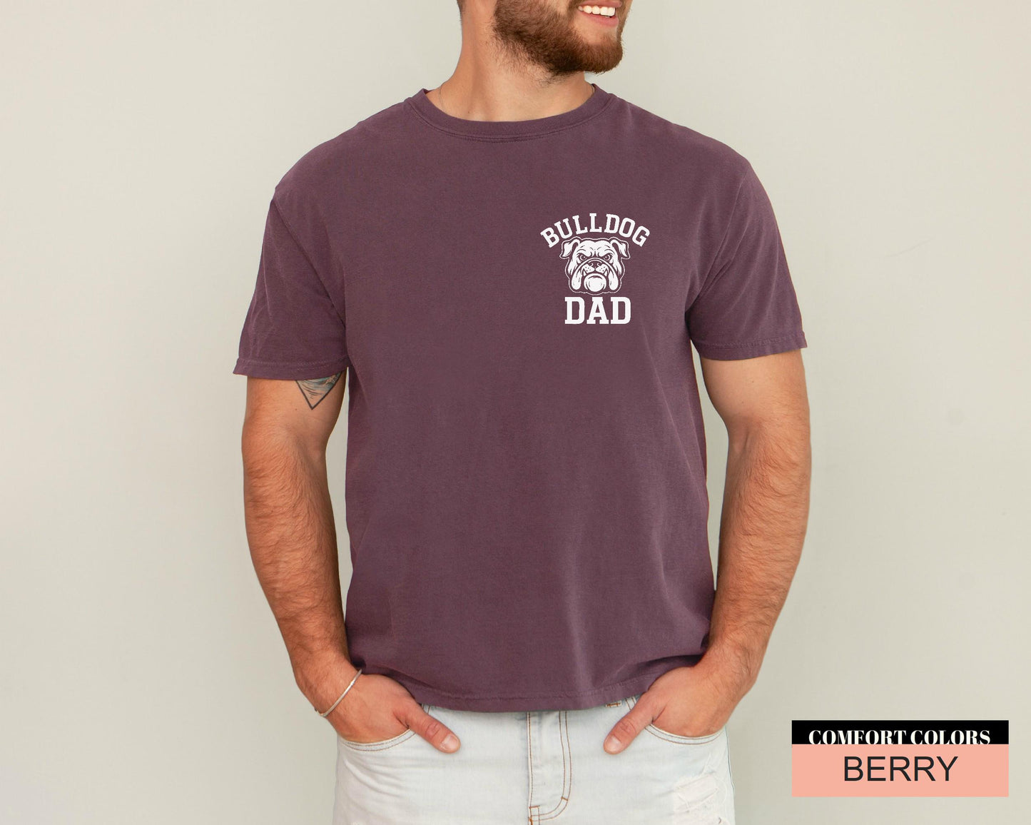 Bulldog Dad T-Shirt: Pocket Design, English Bulldog Lover Gift