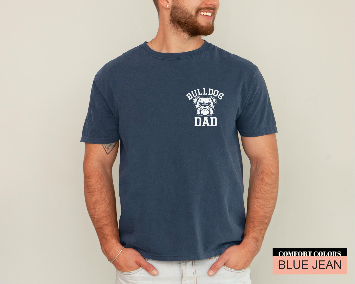 Bulldog Dad T-Shirt: Pocket Design, English Bulldog Lover Gift