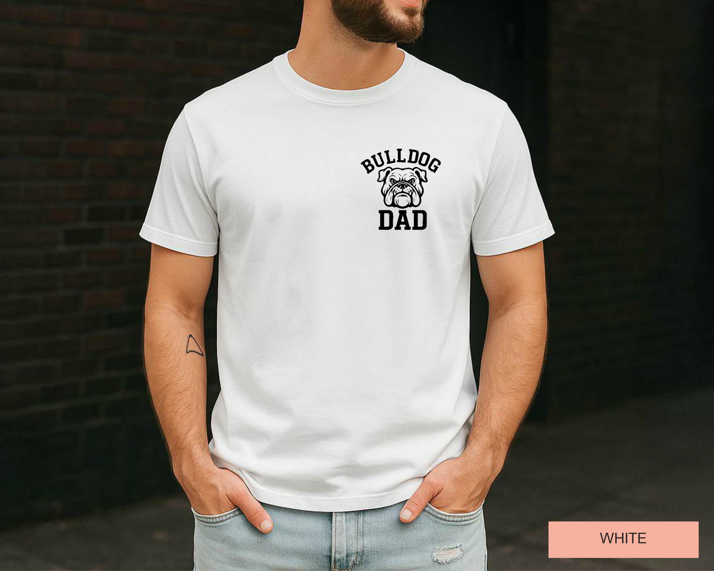 Bulldog Dad T-Shirt: Pocket Design, English Bulldog Lover Gift
