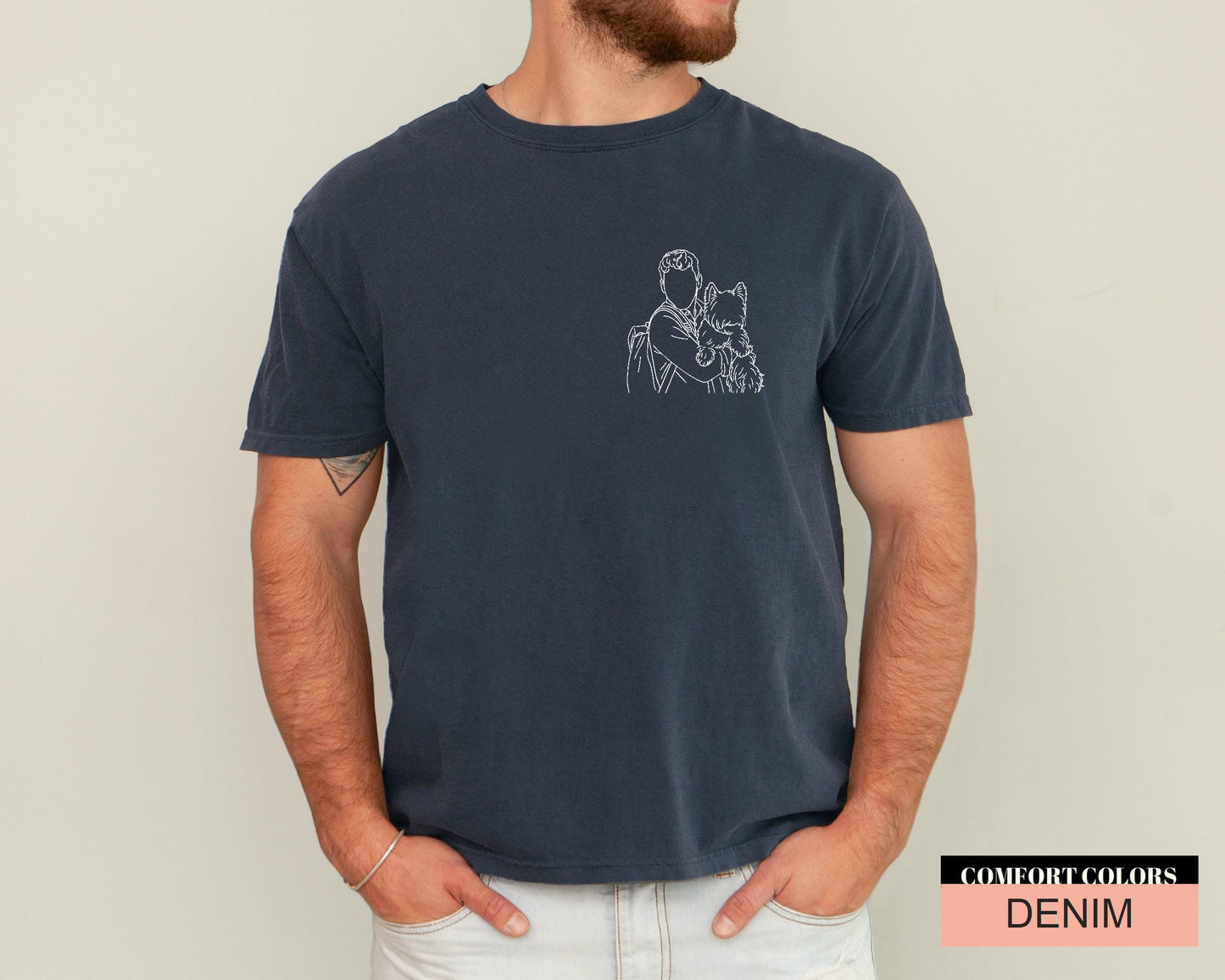 Custom Photo Shirt for Dog Dad, Dog Owner Men for Father's Day Gift, Personalized Dog Dad Portrait Shirt, Pet Lover Dad Birthday Gift
