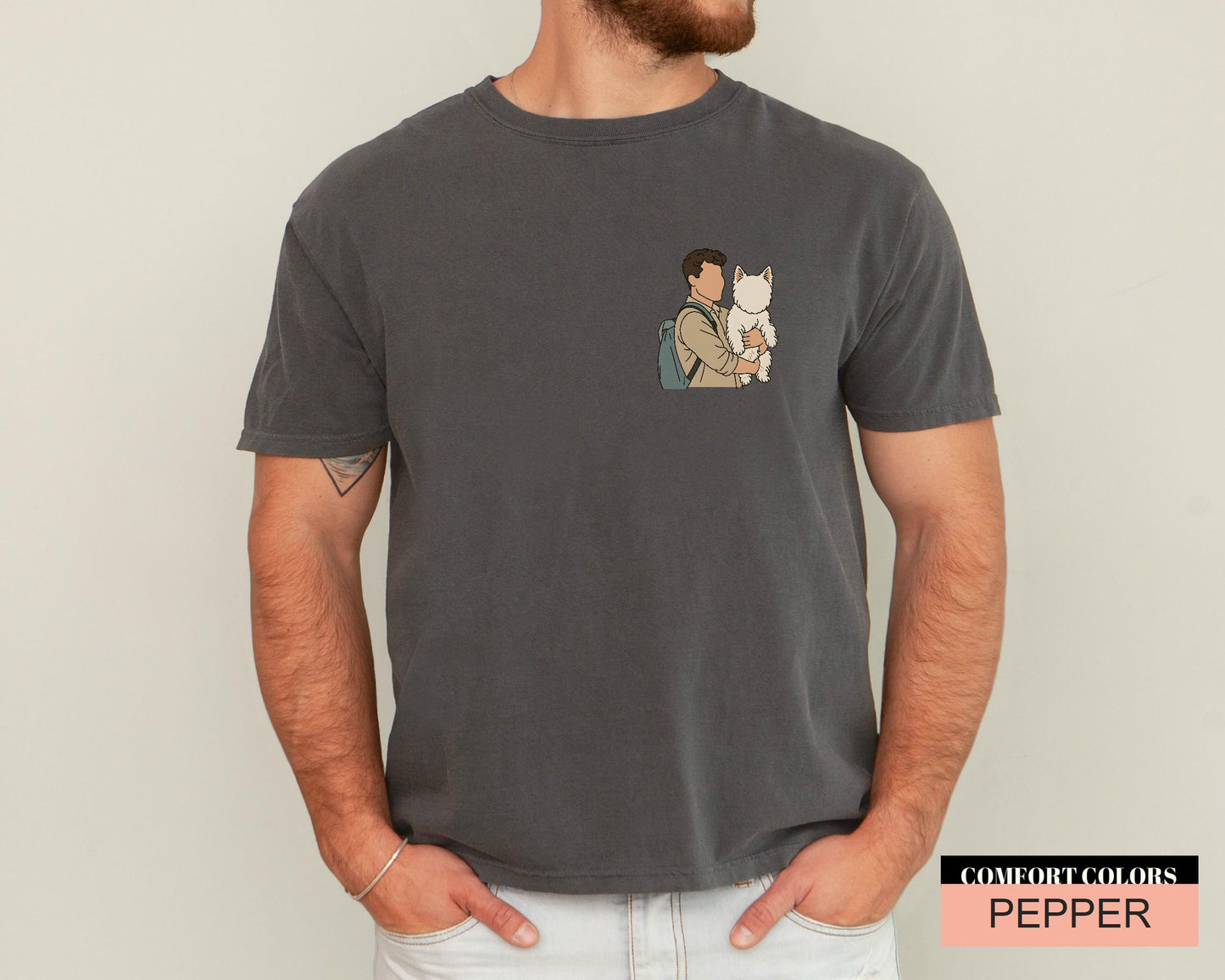 Personalized Dog Dad Comfort Colors Shirt, Custom Pet Portrait Gift