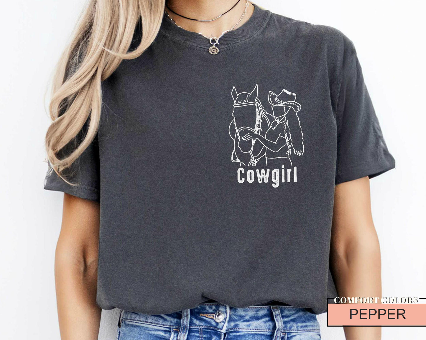 Custom Cowgirl Portrait Shirt: Western Rodeo Line Art