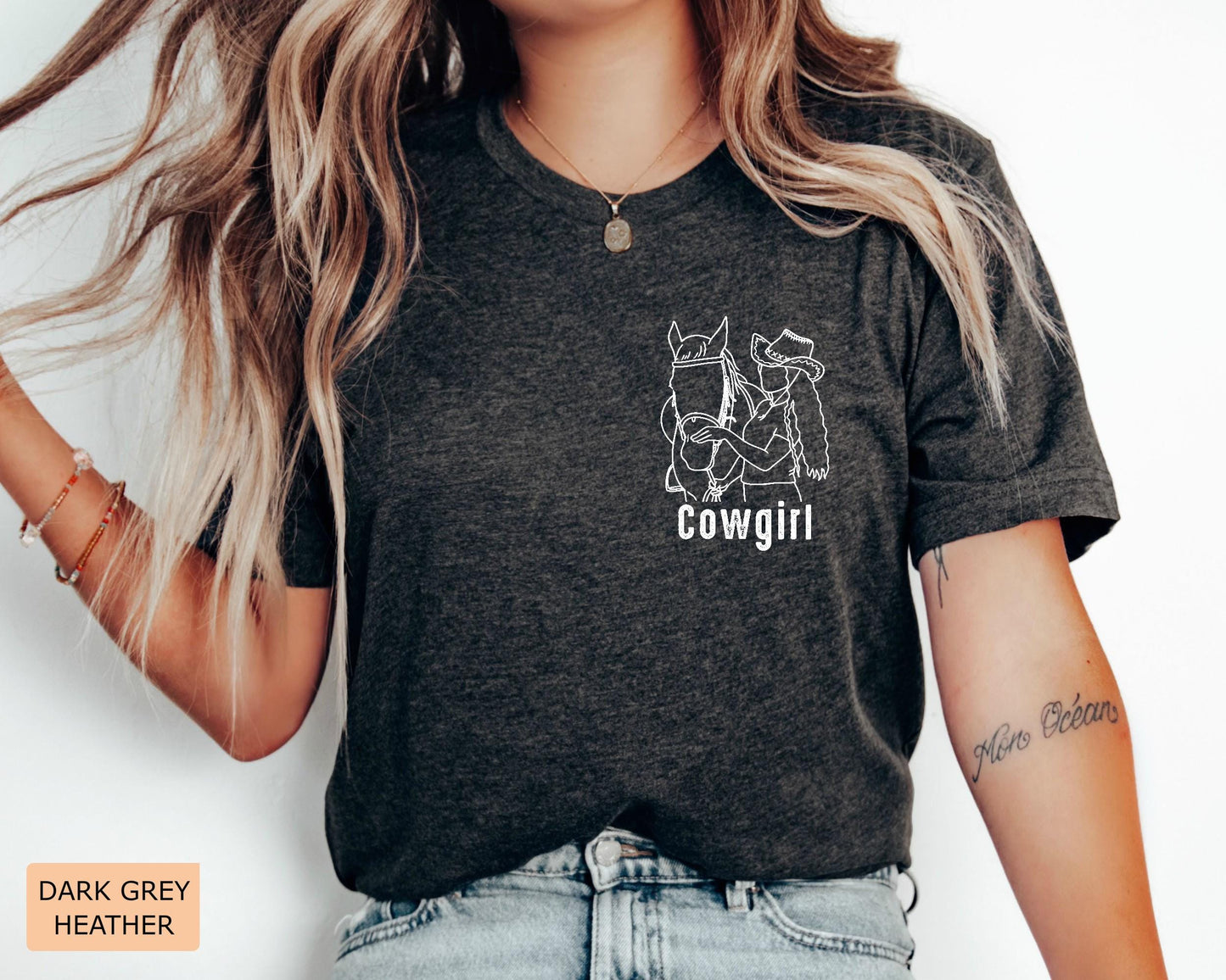Custom Cowgirl Portrait Shirt: Western Rodeo Line Art