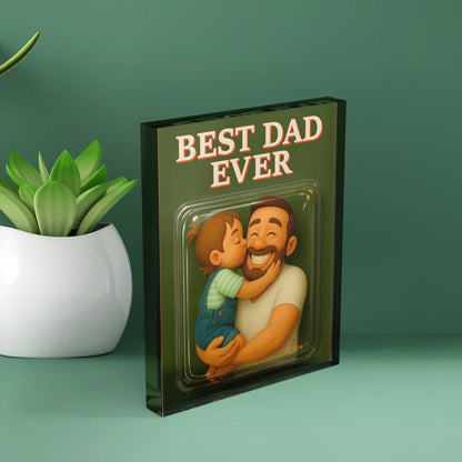 Custom Photo Best Dad Ever Acrylic Plaque, Dad and Me Picture Gift for Father's Day, Father and Childen Portrait Plaque, Daddy Birthday Gift