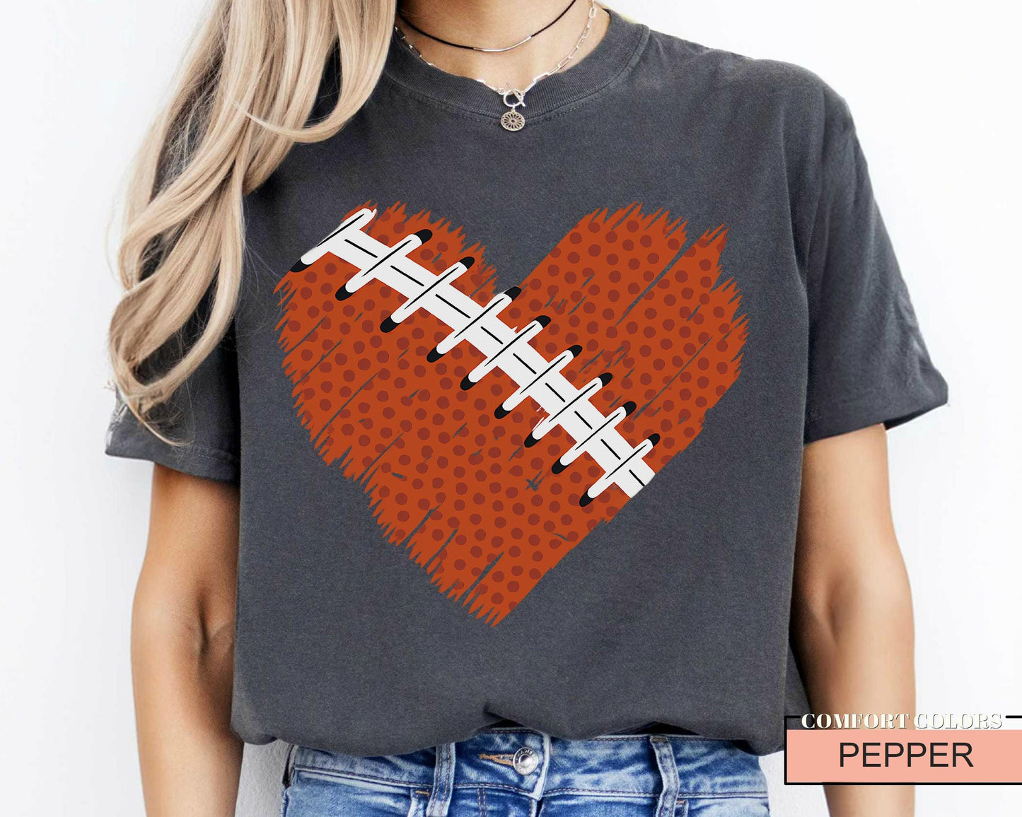 Football Heart Shirt: Game Day Tee for Mom, Dad, Sports Fan
