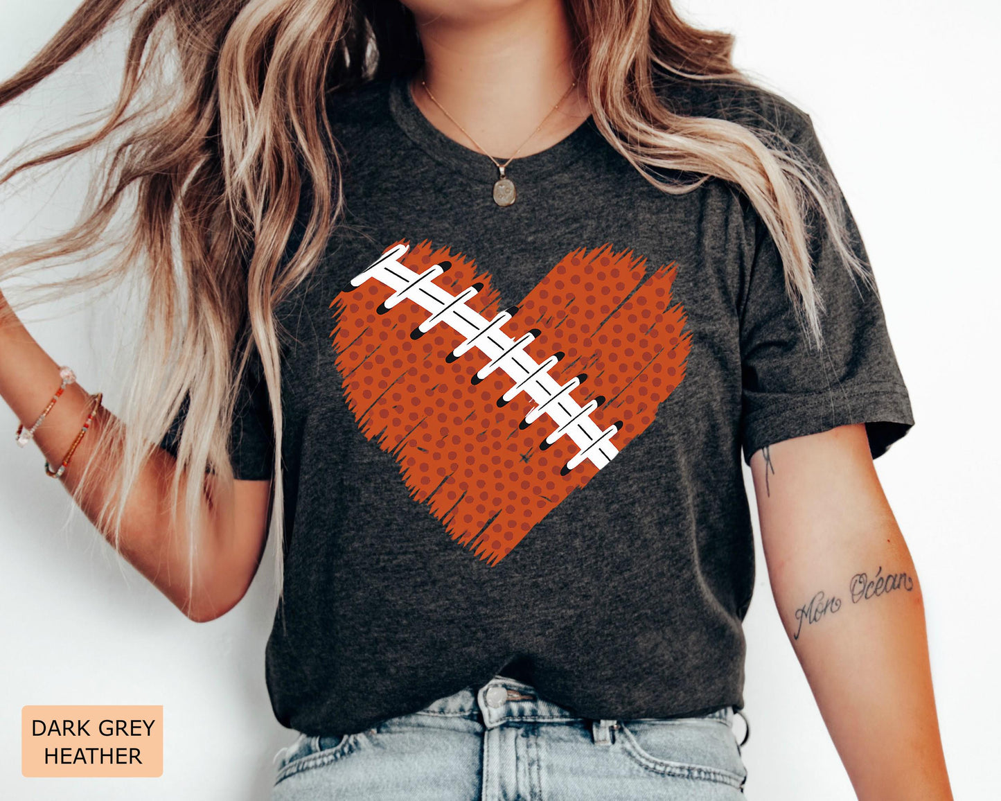 Football Heart Shirt: Game Day Tee for Mom, Dad, Sports Fan