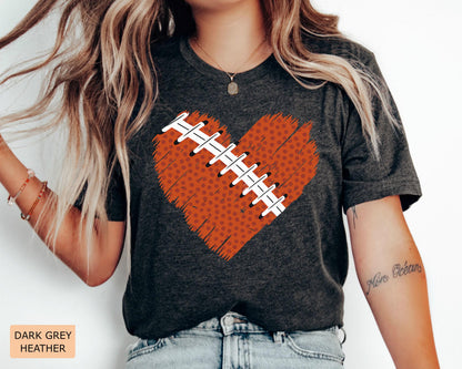 Football Heart Shirt: Game Day Tee for Mom, Dad, Sports Fan