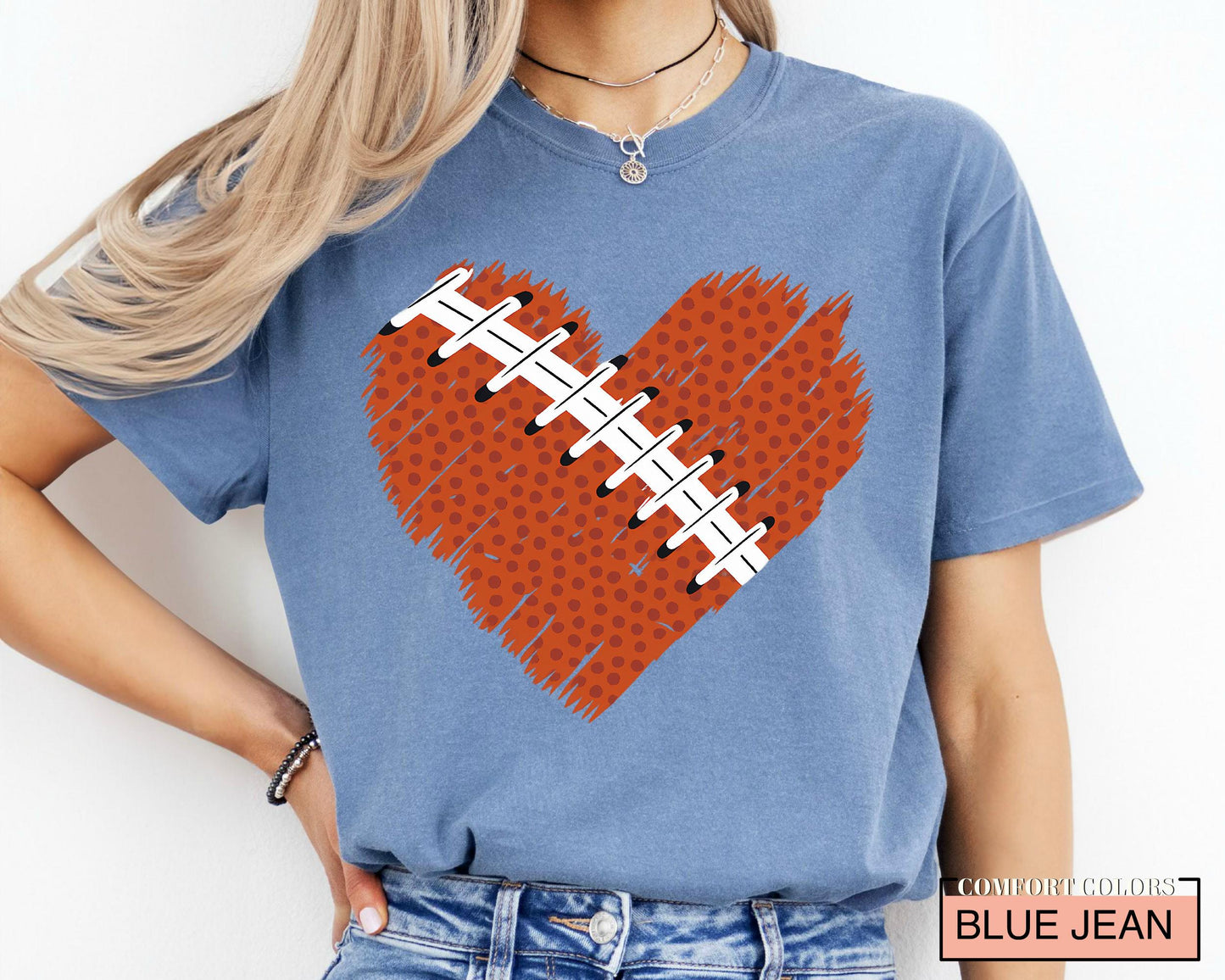 Football Heart Shirt: Game Day Tee for Mom, Dad, Sports Fan