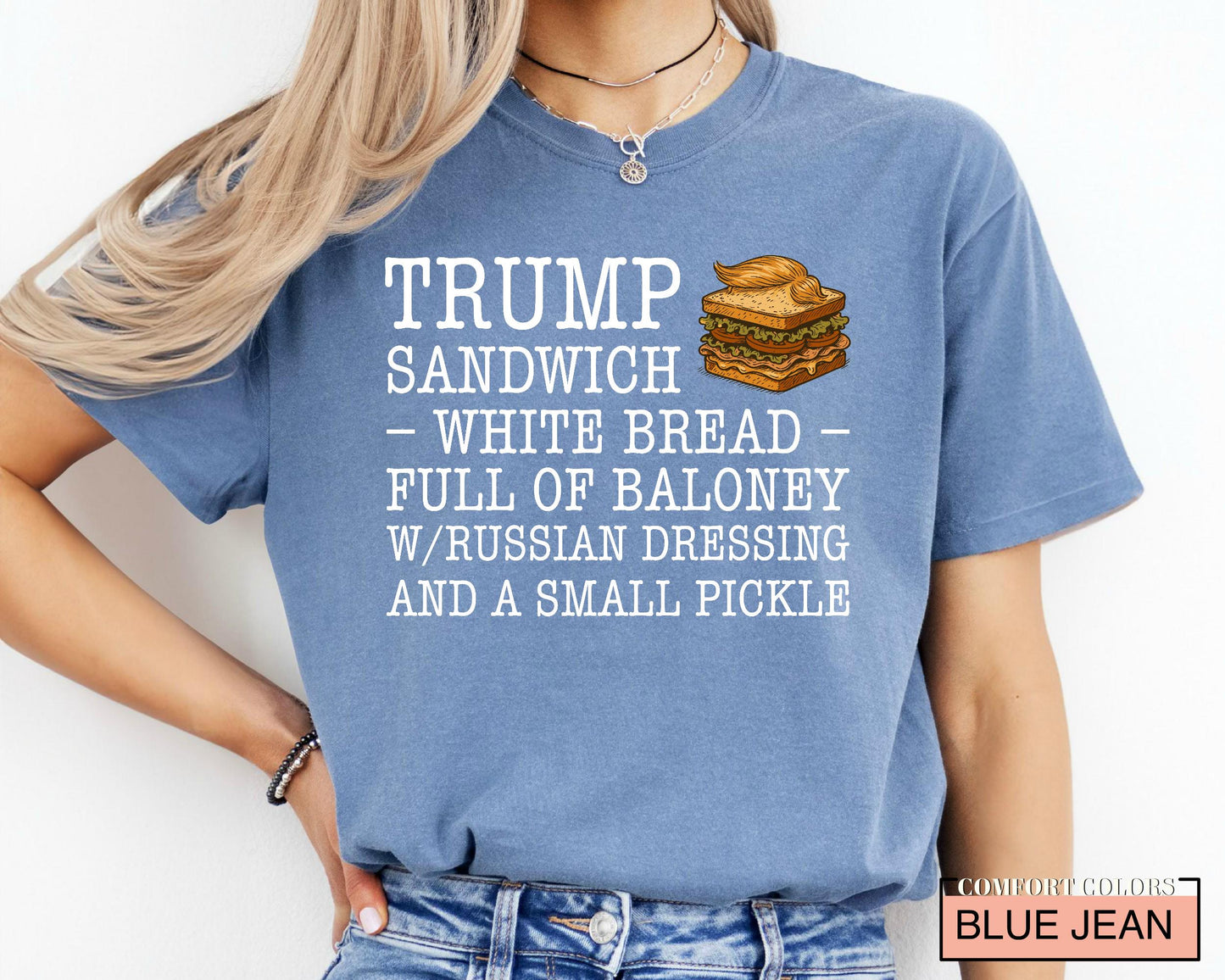 Funny Anti Trump Sandwich Shirt, Political Satire Shirt with Russian Dressing Joke, Liberal Humor Gift for Democrat Voters USA