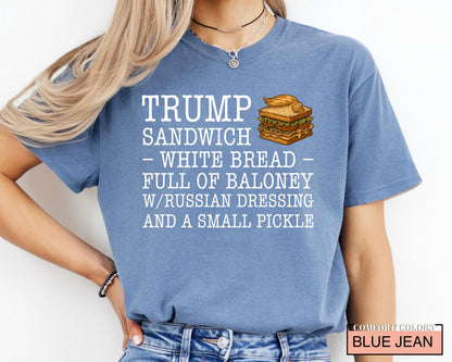 Funny Anti Trump Sandwich Shirt, Political Satire Shirt with Russian Dressing Joke, Liberal Humor Gift for Democrat Voters USA