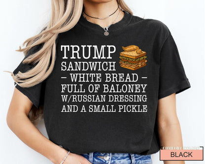 Funny Anti Trump Sandwich Shirt, Political Satire Shirt with Russian Dressing Joke, Liberal Humor Gift for Democrat Voters USA