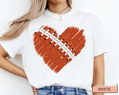Football Heart Shirt: Game Day Tee for Mom, Dad, Sports Fan