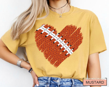 Football Heart Shirt: Game Day Tee for Mom, Dad, Sports Fan