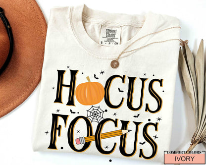 Funny Wizard Teacher Halloween Shirt, Hocus Focus Pumpkin Pencil School Top