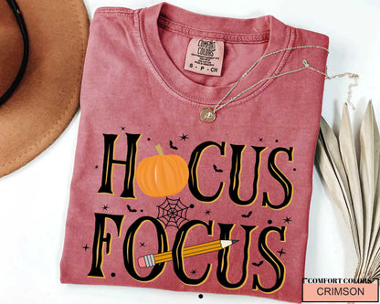 Funny Wizard Teacher Halloween Shirt, Hocus Focus Pumpkin Pencil School Top