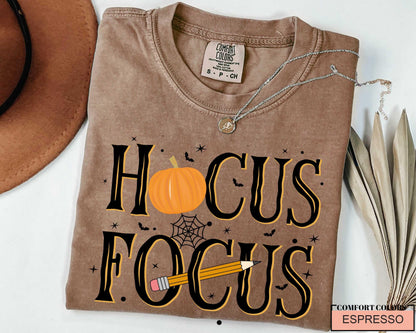 Funny Wizard Teacher Halloween Shirt, Hocus Focus Pumpkin Pencil School Top