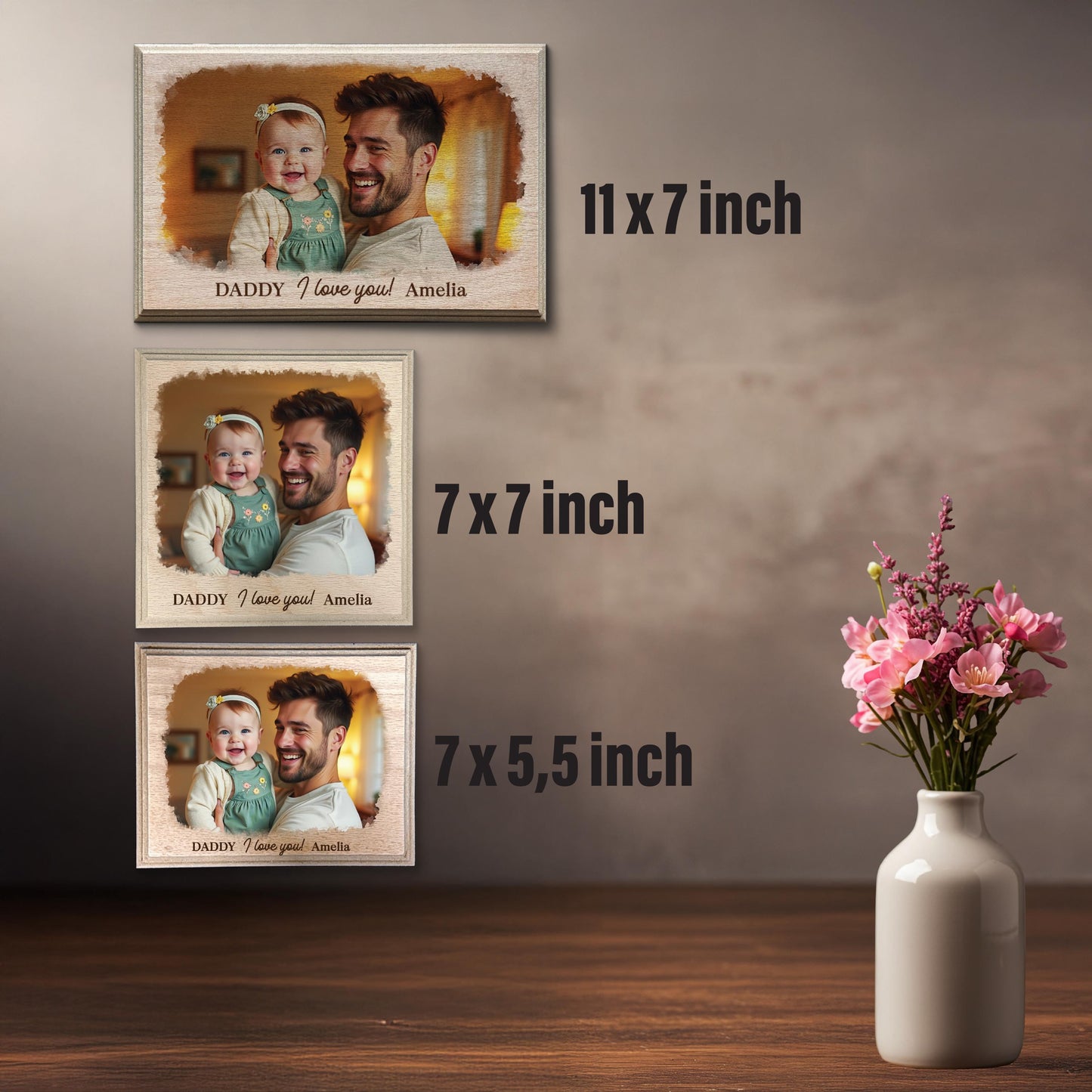First Father's Day Photo Frame: Custom Newborn Gift, Solid Wood