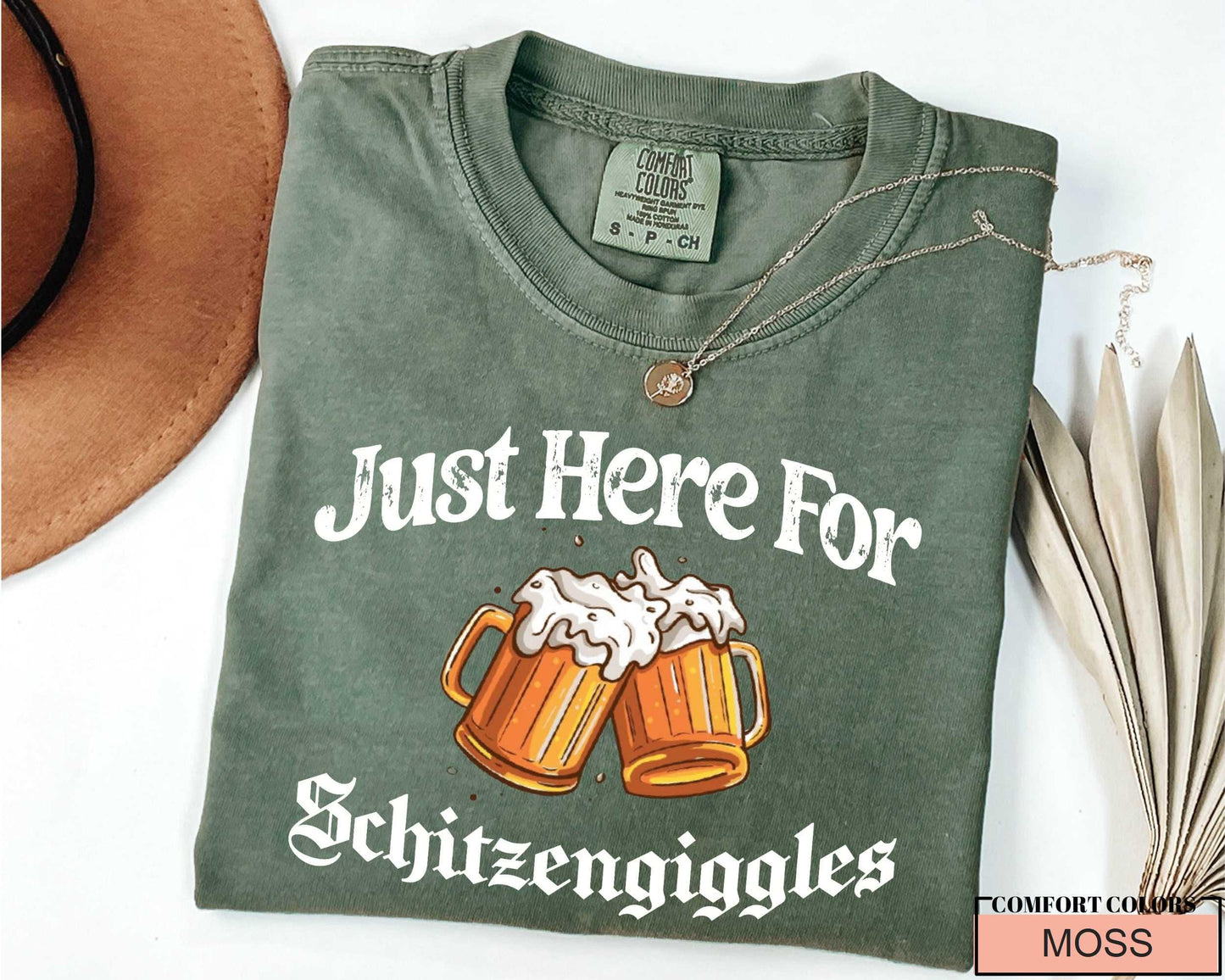 Just Here For Schitzengiggles T-Shirt - Funny Beer Mug Oktoberfest Shirt - Tailgating Drinking Party Shirt