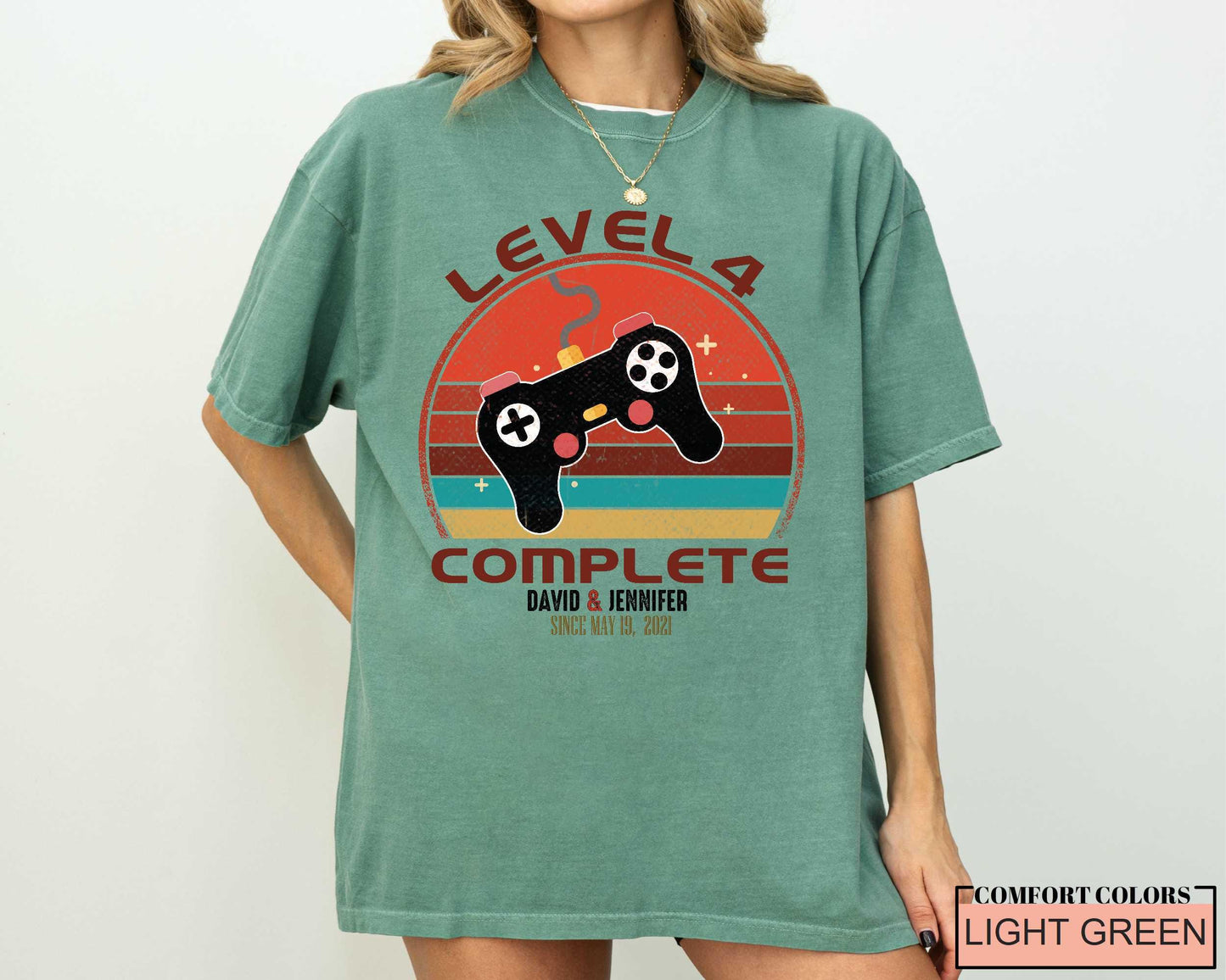 4th Anniversary Shirt: Level 4 Complete - Husband/Wife Gift