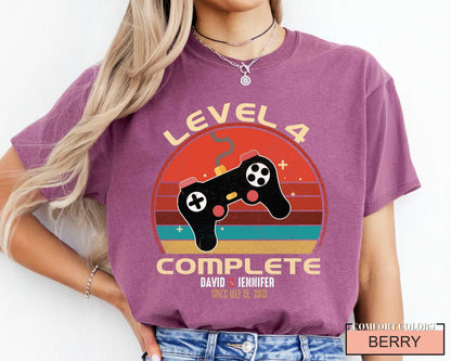 4th Anniversary Shirt: Level 4 Complete - Husband/Wife Gift