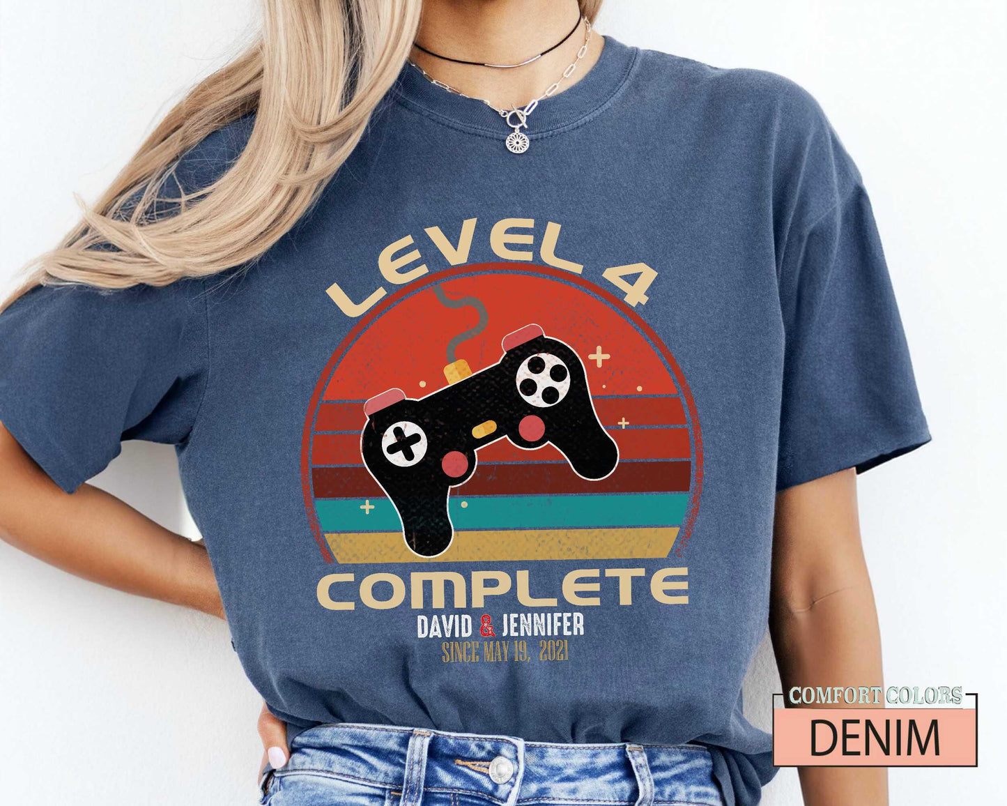 4th Anniversary Shirt: Level 4 Complete - Husband/Wife Gift