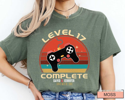 17th Anniversary Gamer T-Shirt: Level 17 Complete Matching Shirts