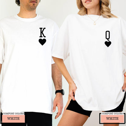 King and Queen Heart Graphic Matching Couple Shirts
