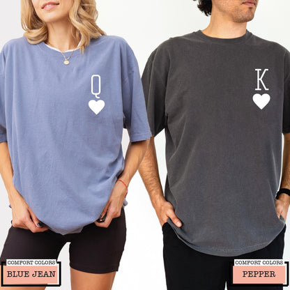 King and Queen Heart Graphic Matching Couple Shirts