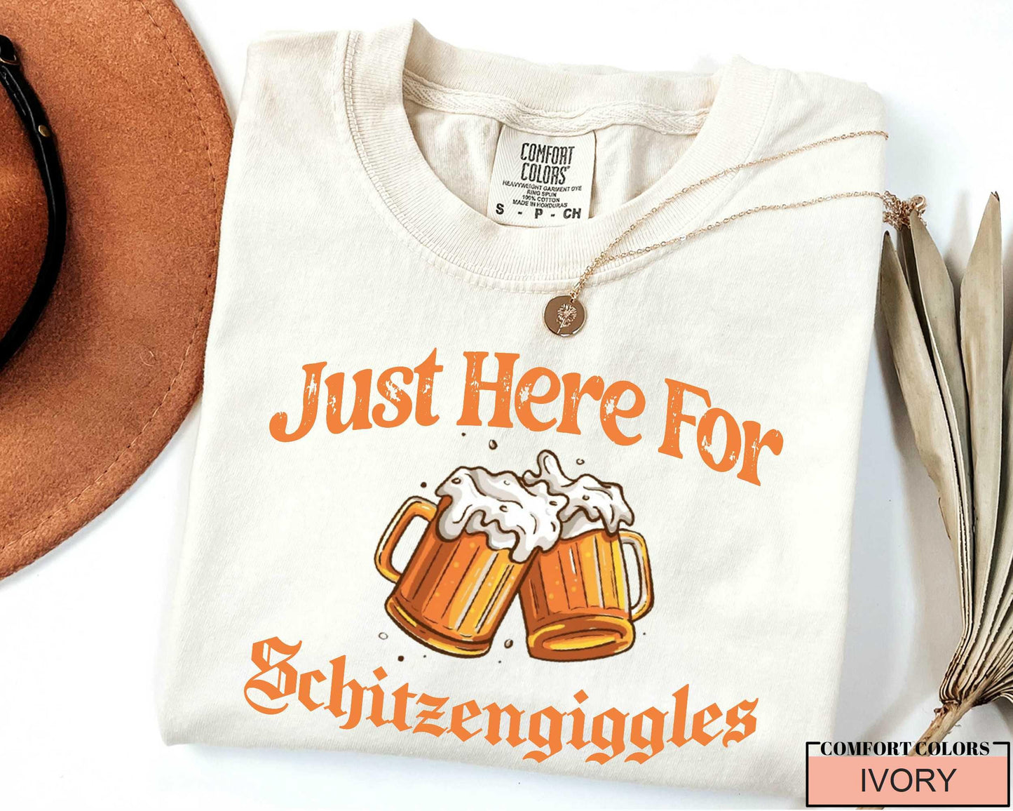 Just Here For Schitzengiggles T-Shirt - Funny Beer Mug Oktoberfest Shirt - Tailgating Drinking Party Shirt