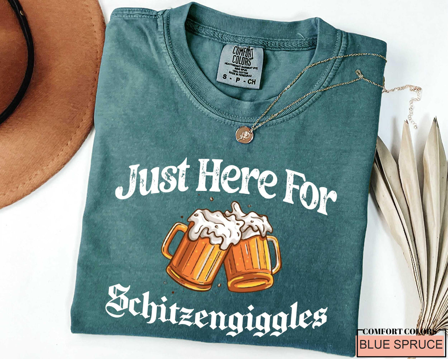 Just Here For Schitzengiggles T-Shirt - Funny Beer Mug Oktoberfest Shirt - Tailgating Drinking Party Shirt