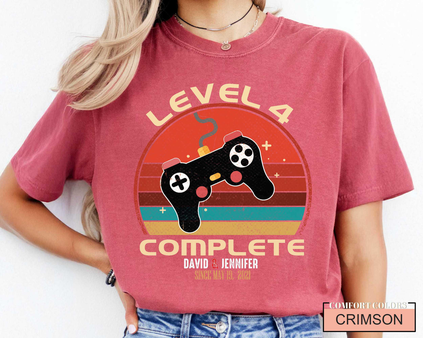 4th Anniversary Shirt: Level 4 Complete - Husband/Wife Gift