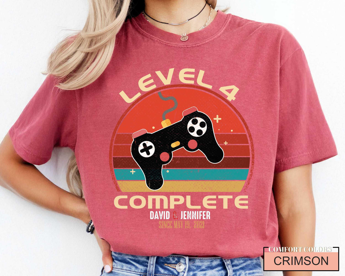 4th Anniversary Shirt: Level 4 Complete - Husband/Wife Gift