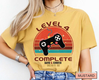 4th Anniversary Shirt: Level 4 Complete - Husband/Wife Gift