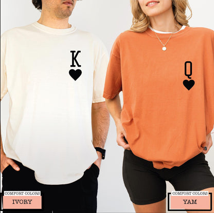 King and Queen Heart Graphic Matching Couple Shirts