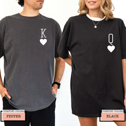 King and Queen Heart Graphic Matching Couple Shirts